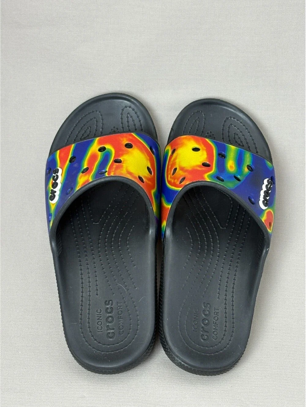 Crocs Classic Slide Sandals Mens 13 Heat Map Thermal Tie Dye Black Slip On M13